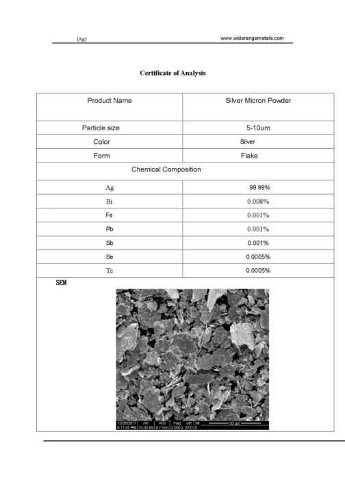 Metaal Zilveren Poeder 5-10 µm / 2500-1250 Mesh / ultrafijne deeltjes van geleidende Ag 99,99% zilver - Afbeelding 5