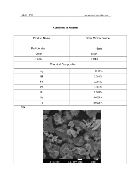 Metaal Zilveren Poeder 1-3 µm / 12000-4800 Mesh / ultrafijne deeltjes van geleidende Ag 99,99% zilver - Afbeelding 4
